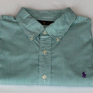 Polo Ralph Lauren Green Striped Men’s Shirt, Size XL